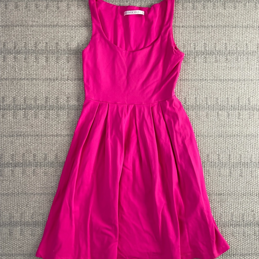 Susana Monaco bright pink fit and flare tank dress